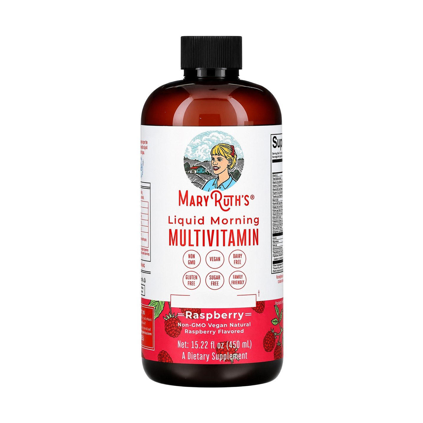 MaryRuth's Liquid Morning Multivitamin Raspberry – 15.22 fl oz (450 ml)