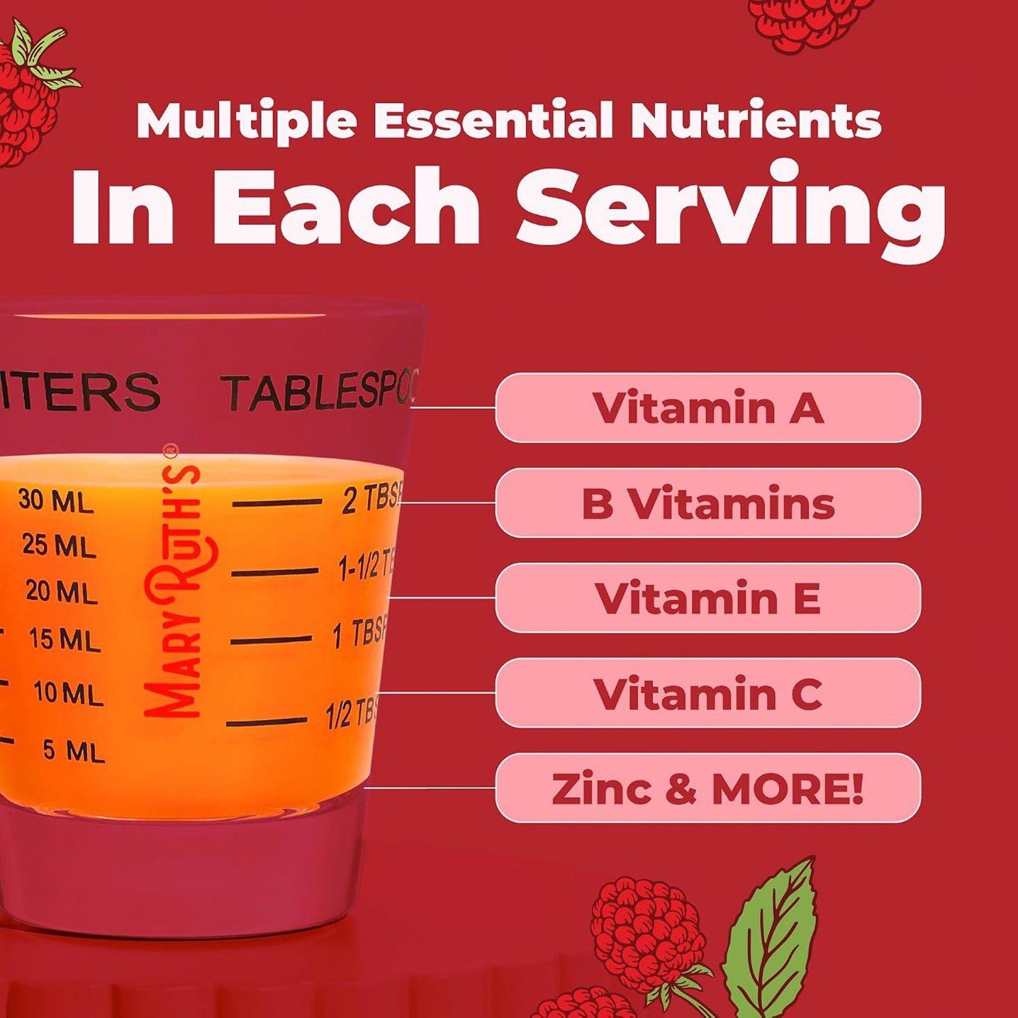 MaryRuth's Liquid Morning Multivitamin Raspberry – 15.22 fl oz (450 ml) - Image 4