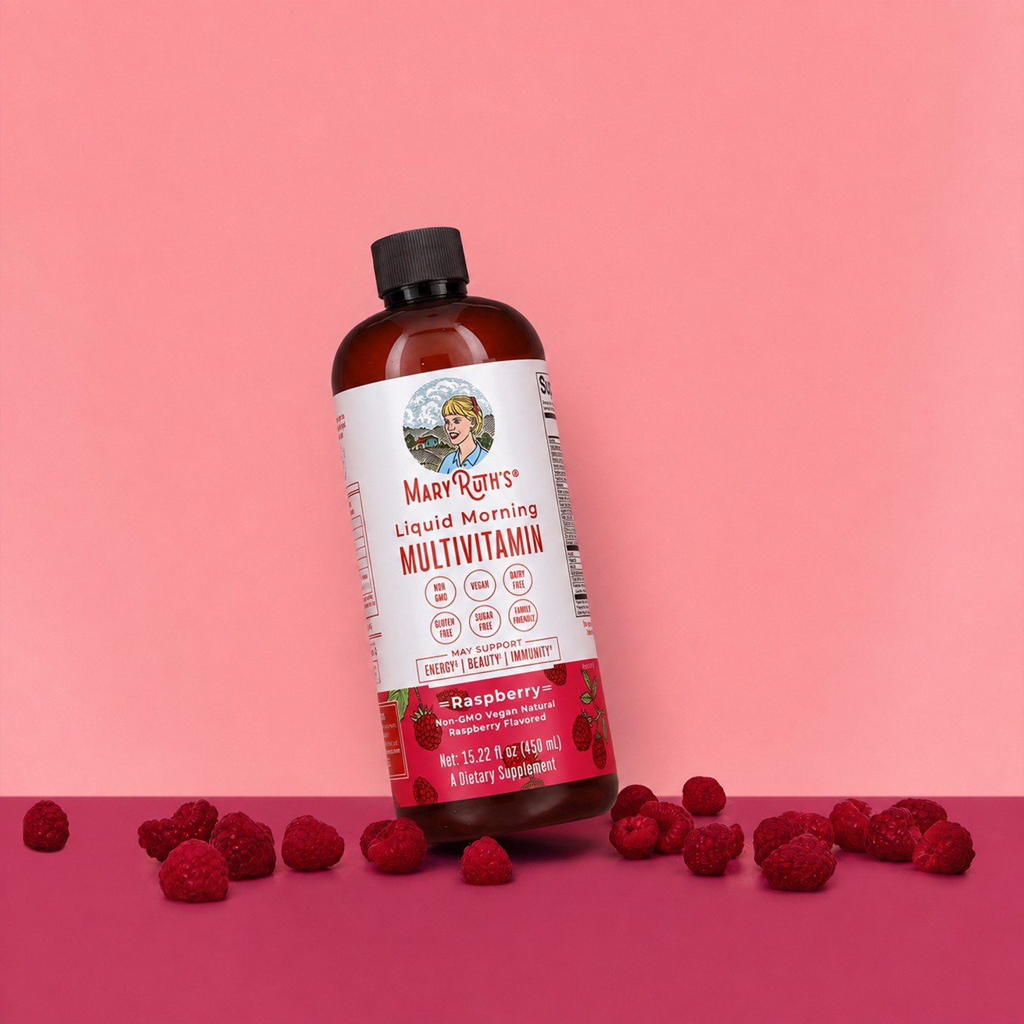 MaryRuth's Liquid Morning Multivitamin Raspberry – 15.22 fl oz (450 ml) - Image 5